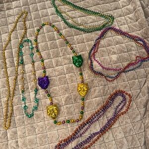 Colorful Mardi Gras Beaded Necklace Set